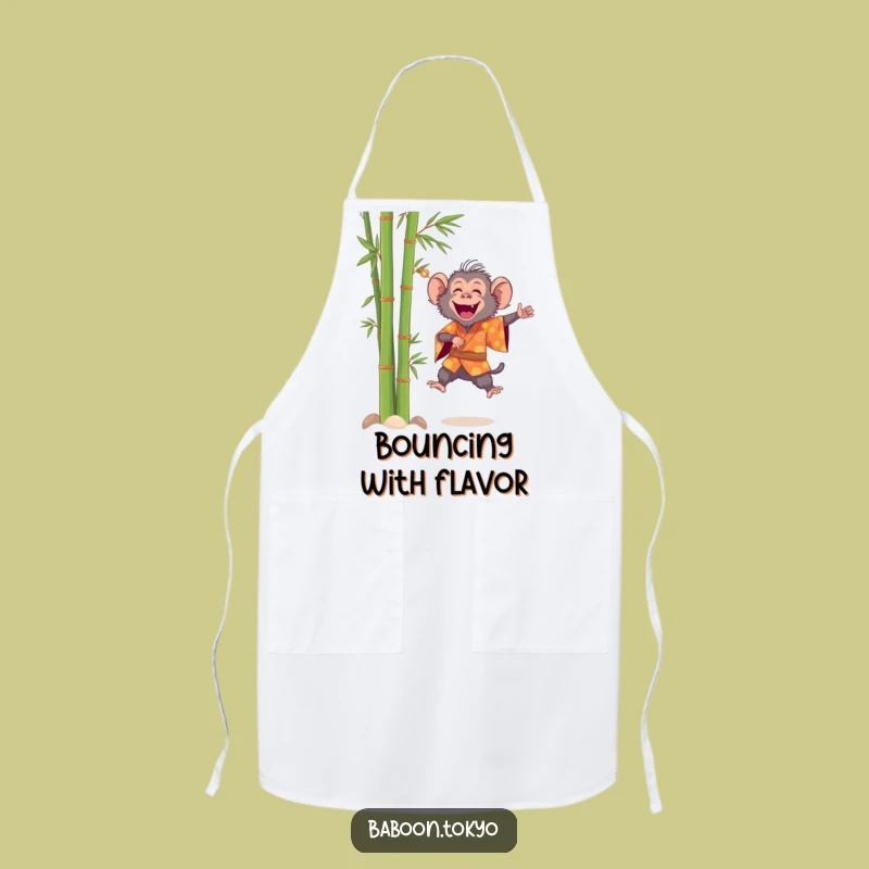 Funny Baboon Leaping Kimono Apron - Cheerful Kitchen Fun
