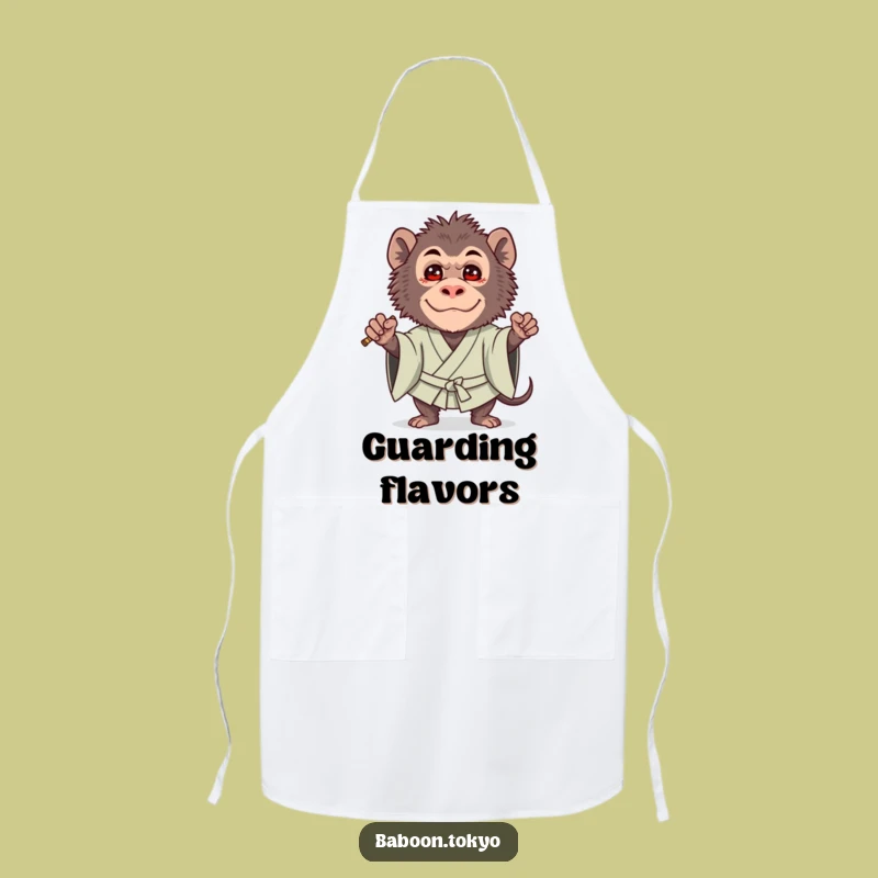 Funny Brave Baboon Kimono Apron - Cute Guard Baboon Kitchen Gift