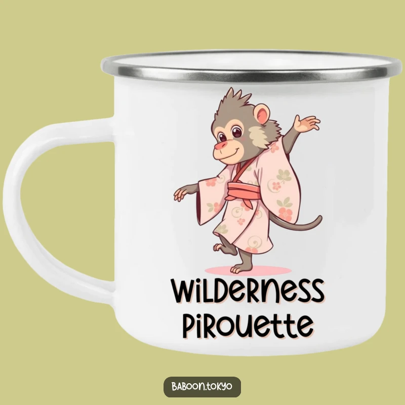Funny Baboon Pirouette Kimono Camping Mug - Elegant Outdoor Drinkware
