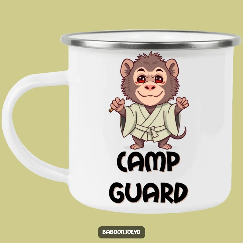 Funny Brave Baboon Kimono Camping Mug - Cute Outdoor Protector Baboon Gift