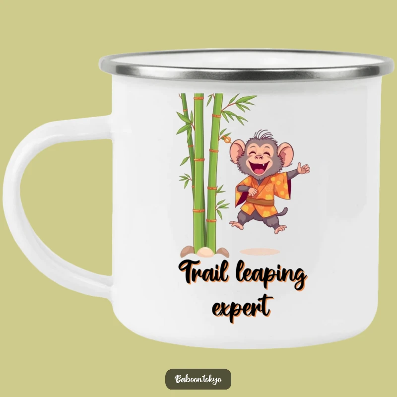 Funny Baboon Leaping Kimono Camping Mug - Cheerful Outdoor Companion