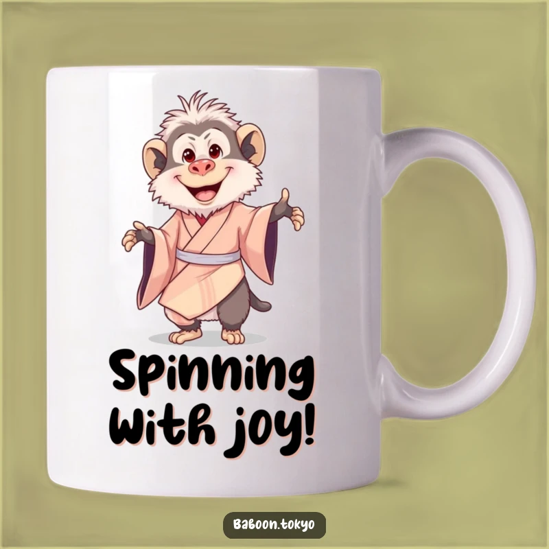 Funny Delighted Baboon Kimono Mug - Joyful Baboon Gift for Happy Mornings