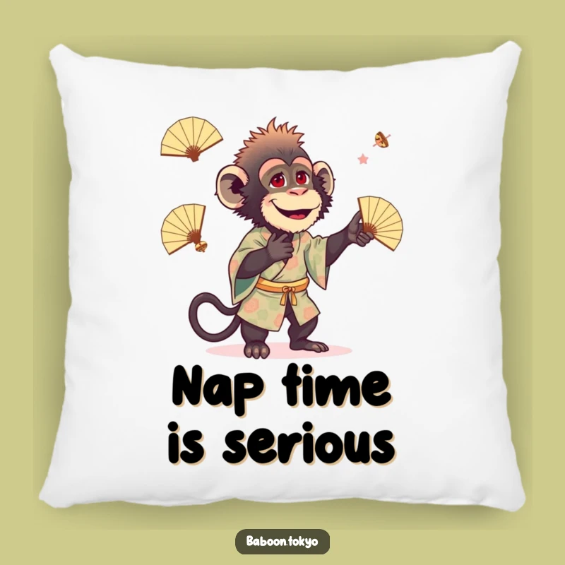 Funny Baboon Juggling Fans Kimono Pillow - Comfy & Hilarious Accent Decor