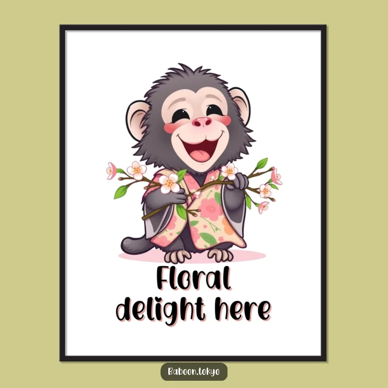 Funny Baboon Floral Kimono Digital Art - Delightful Printable Nature Decor