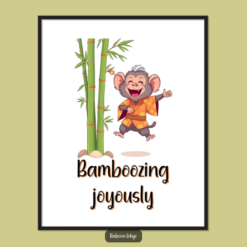 Funny Baboon Leaping Kimono Digital Art - Cheerful Printable Joy