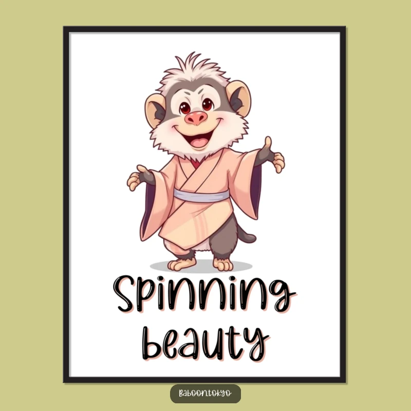 Funny Delighted Baboon Kimono Digital Art - Instant Joyful Baboon Decor