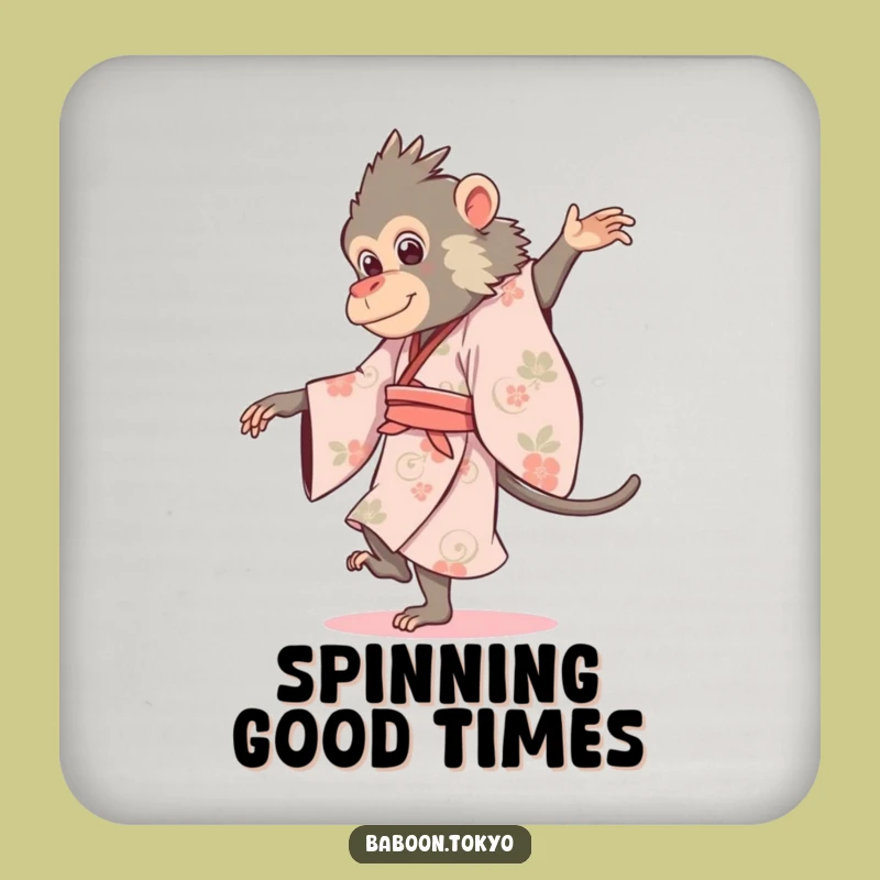 Funny Baboon Pirouette Kimono Coaster - Elegant Surface Protection