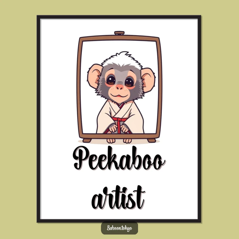 Funny Baboon Peek Kimono Poster - Curious Wall Art Fun
