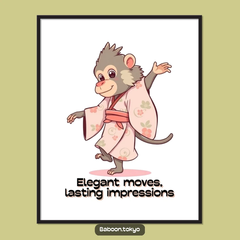 Elegant Baboon Pirouette Free Printable Wall Art - Sophisticated Downloadable Decor