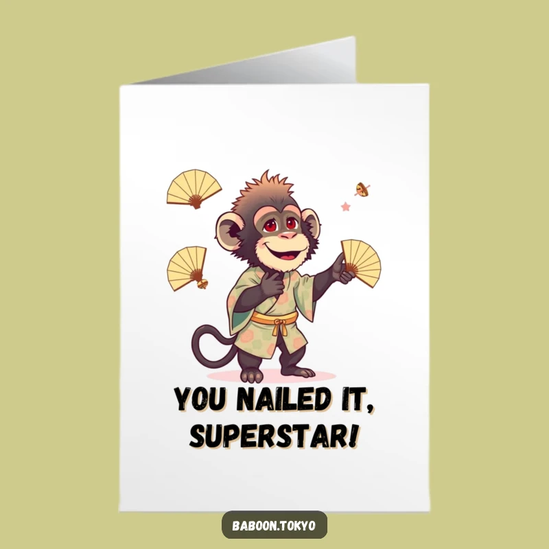 Baboon Juggler Free Printable Congratulations Card - Humorous Downloadable Gift