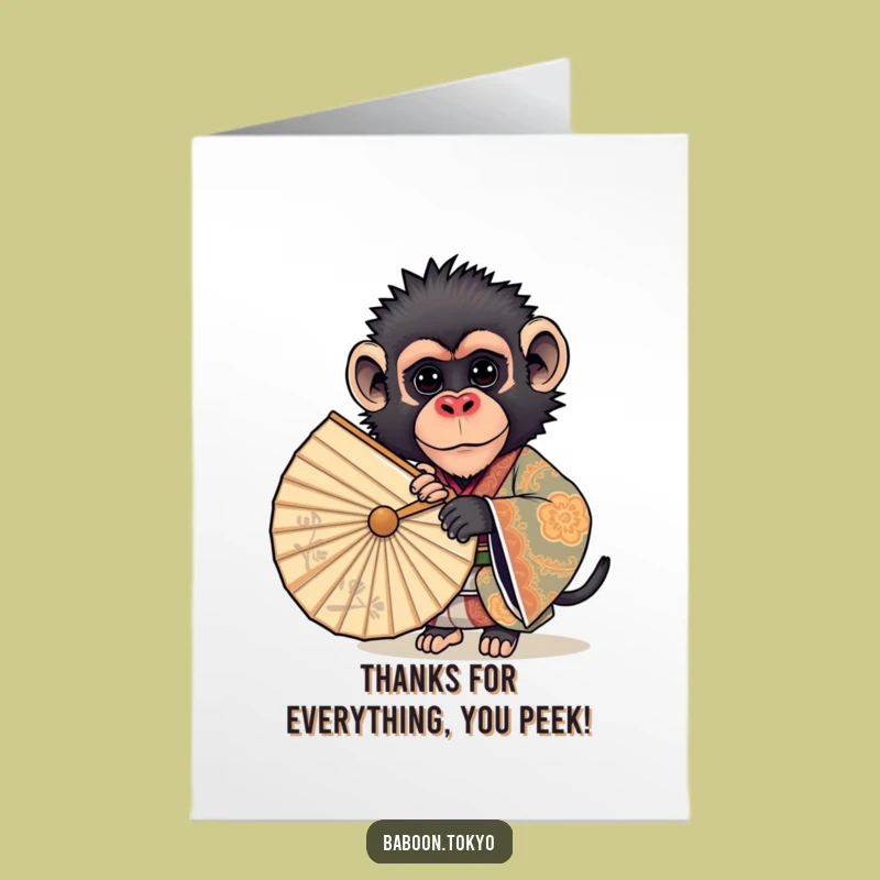 Free Printable Thank You Card: Curious Baboon Fan Art - Funny Downloadable Gift