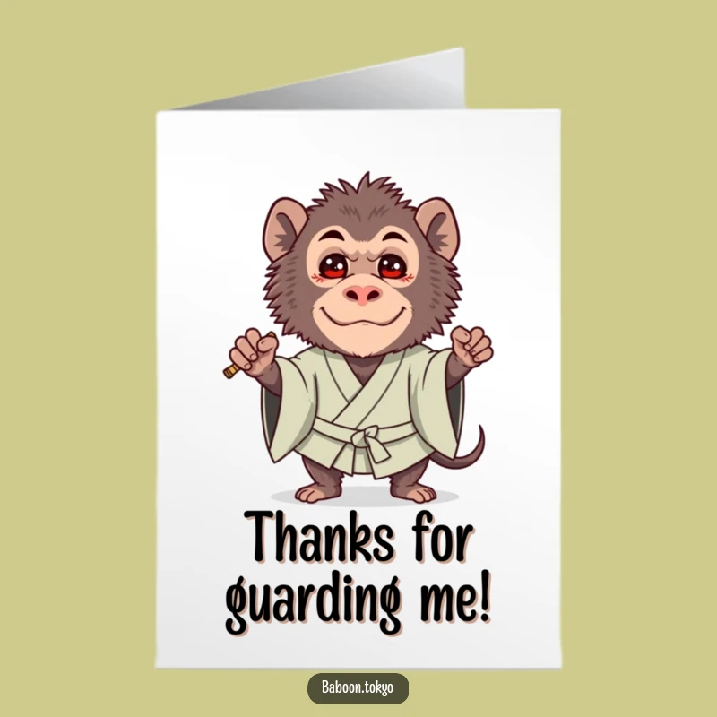 Free Printable Thank You Card: Brave Baboon Guard - Funny Downloadable Gift
