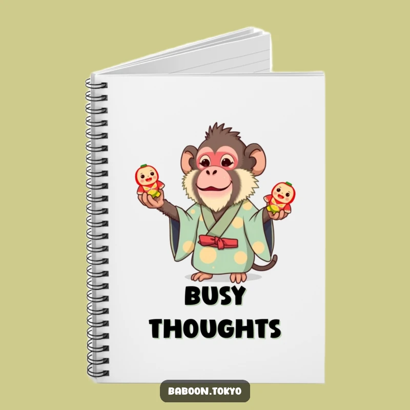 Funny Whimsical Baboon Kimono Notebook - Journal Your Juggling Thoughts
