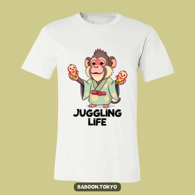 Funny Whimsical Baboon Kimono Tee - Juggling Baboon T-Shirt Gift Idea